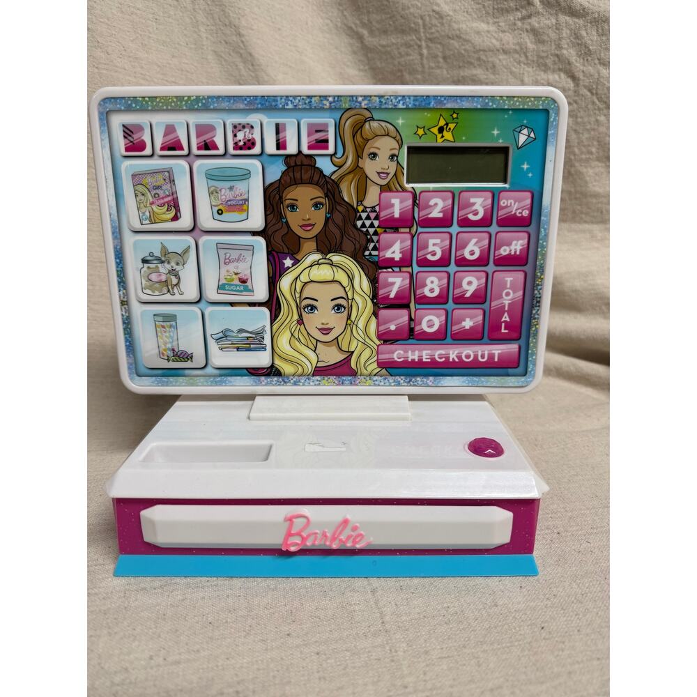Barbie Cash Register Toy TESTED Working Lights Sound Drawer Checkout Play Mattel